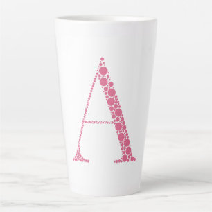 Taza De Café Latte Pink Letter A Mug – Minimal Circle Monogram Design