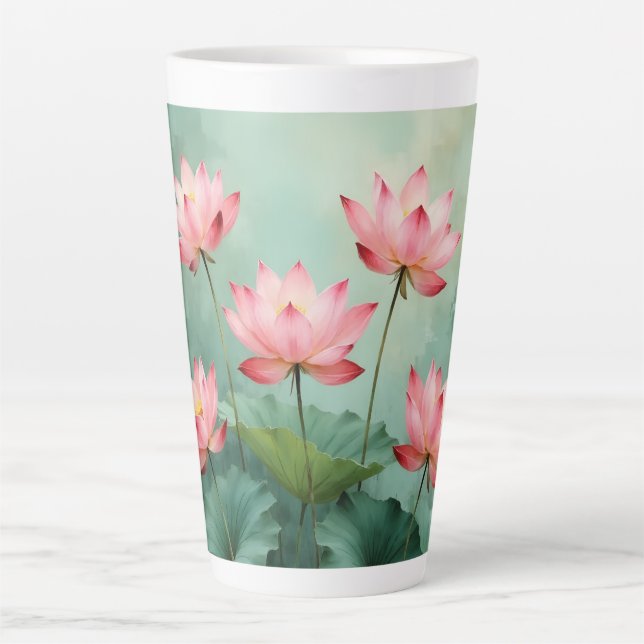 Taza De Café Latte Pink Lotus Artwork  (Anverso)