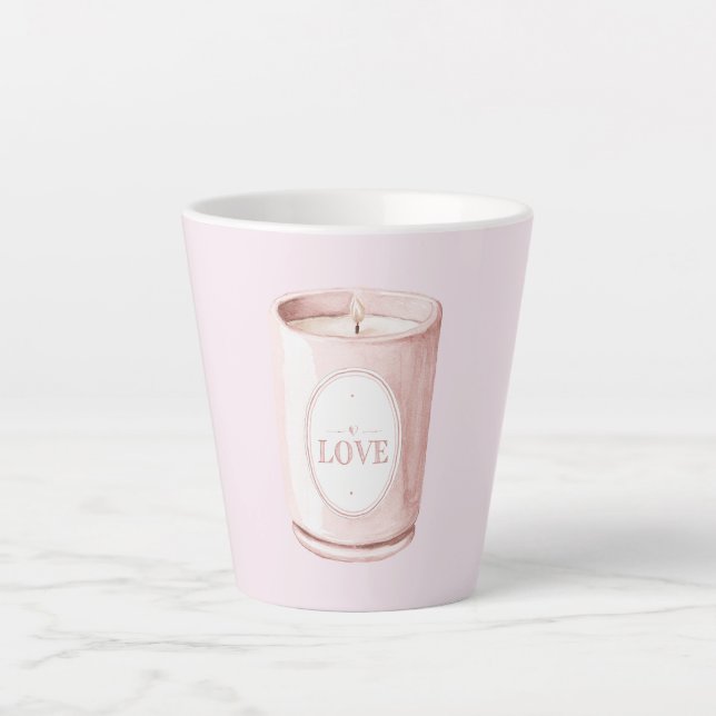 Taza De Café Latte Pink Love Candle (Anverso)