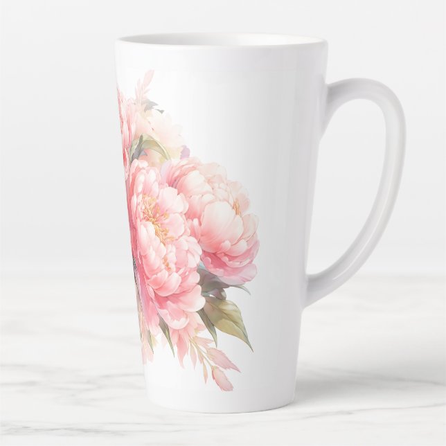 Taza De Café Latte Pink Peonies Latte Mug (Derecha)
