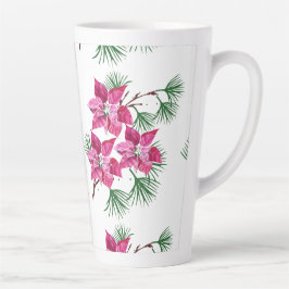 Taza De Café Latte Pink Poinsettia latte mug