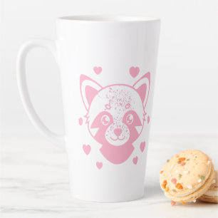 Taza De Café Latte Pink raccoon in Love