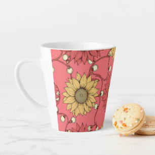 Taza De Café Latte Pink Sunflowers Christmas