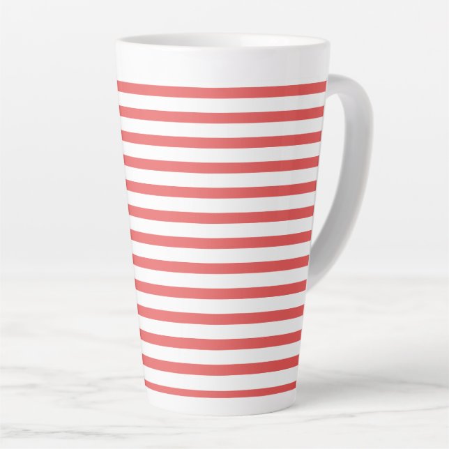 Taza De Café Latte pink & white stripes – pink-weiß gestreift (Ángulo derecho)