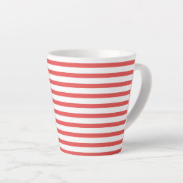 Taza De Café Latte pink & white stripes – pink-weiß gestreift