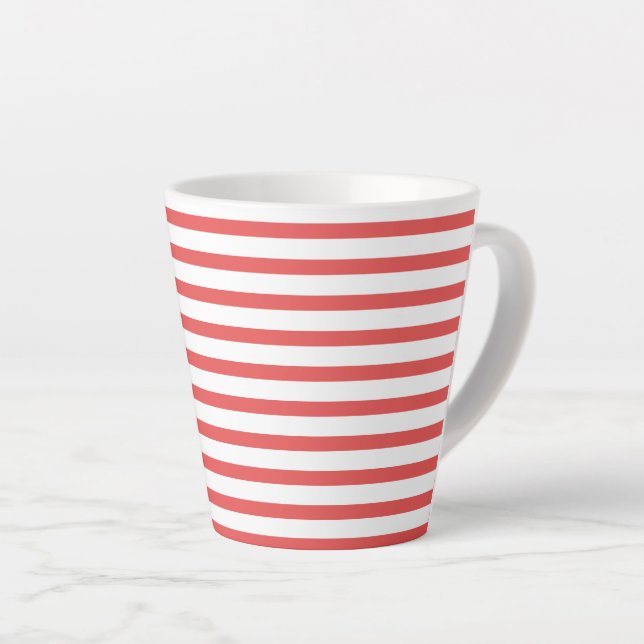 Taza De Café Latte pink & white stripes – pink-weiß gestreift (Ángulo derecho)