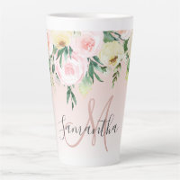 Pink y Flores Pastel Modernos Con Nombre