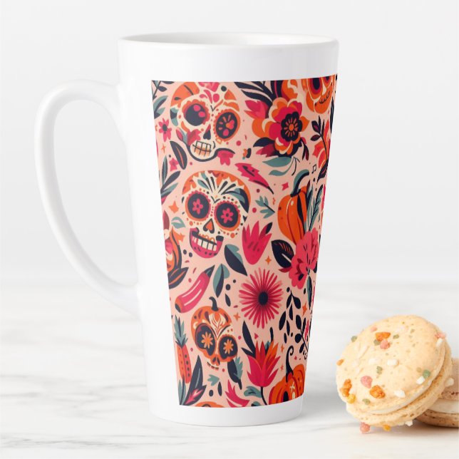 Taza De Café Latte Pinky Mexican Art Mug (In situ)