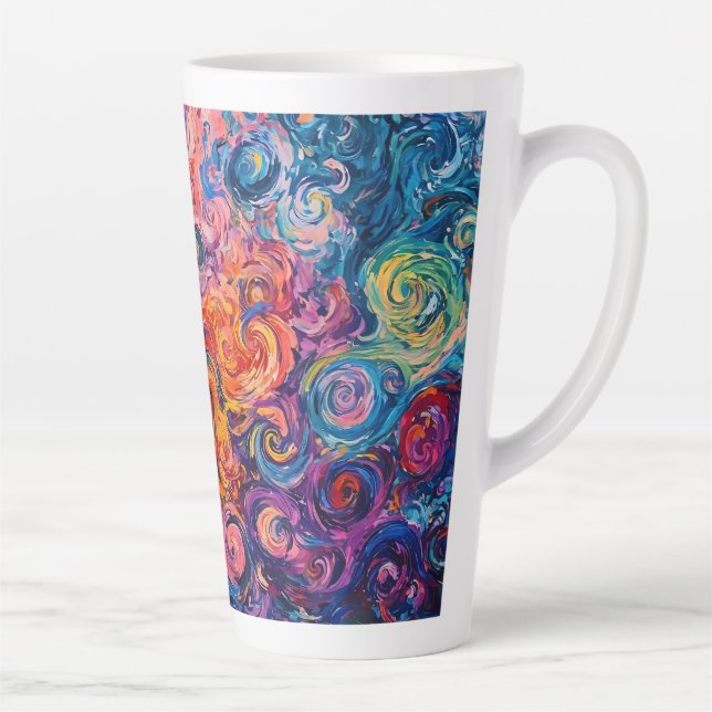 Taza De Café Latte Pintado de aceite de Swichedelic Swirls (Derecha)