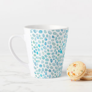 Taza De Café Latte Pintado de guijarros de vidrio marino