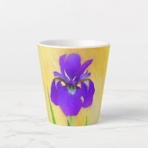 Taza De Café Latte Pintado de iris morado - Perro original curado A