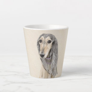 Taza De Café Latte Pintado Saluki (Amanecer) - Arte Perro Original Cu