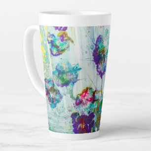 Taza De Café Latte Pintura abstracta de colibrí