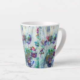 Taza De Café Latte Pintura abstracta de colibrí