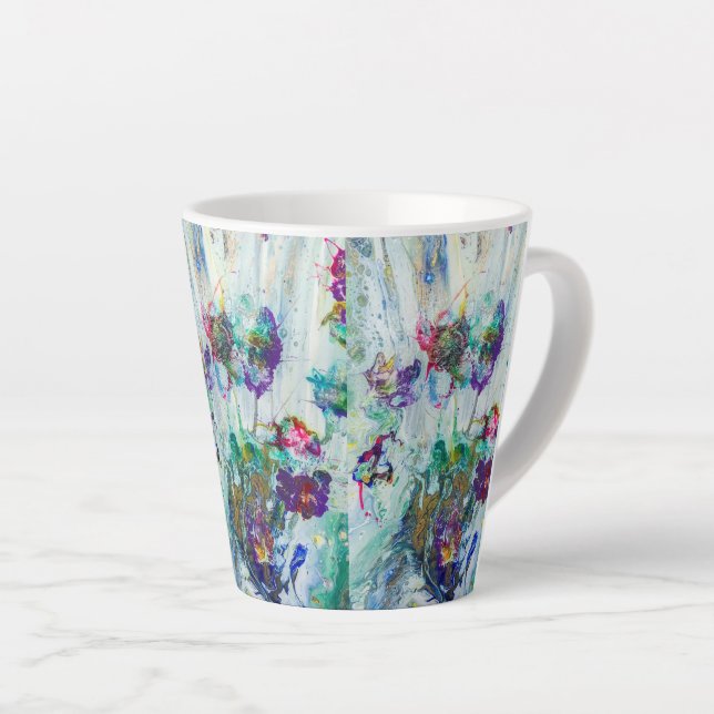 Taza De Café Latte Pintura abstracta de colibrí (Ángulo derecho)