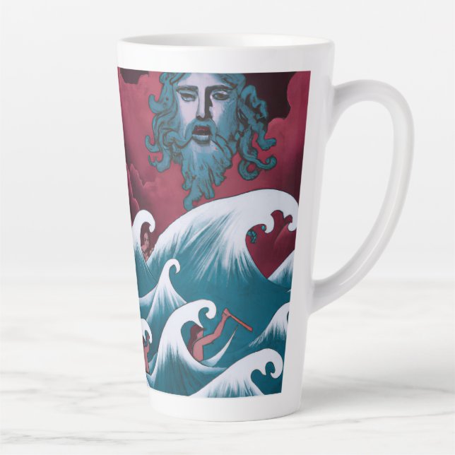 Taza De Café Latte Pintura de aceite de Crimson Neptune (Derecha)