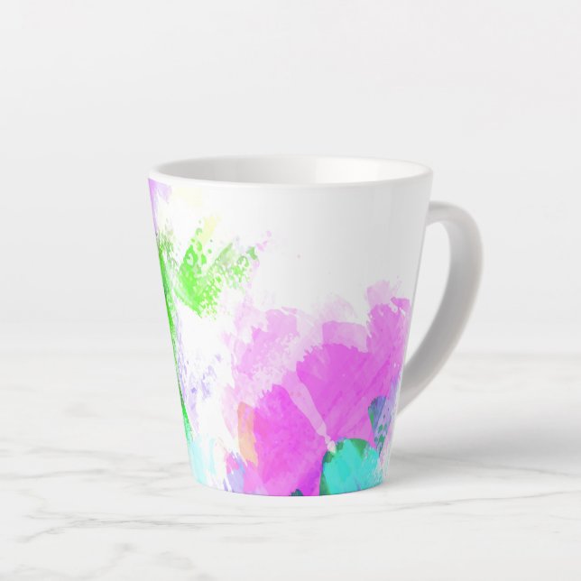 Taza De Café Latte Pintura de acuarela abstracta (Ángulo derecho)