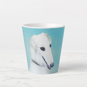Taza De Café Latte Pintura de Borzoi (blanco) - Arte de perro origina