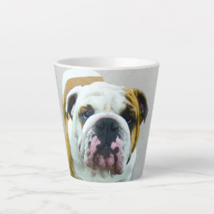 Taza De Café Latte Pintura de Bulldog: adorable arte original del per