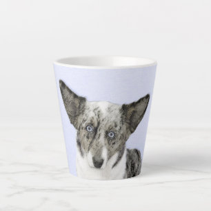 Taza De Café Latte Pintura de Cardigan Welsh Corgi - Arte Perro Origi