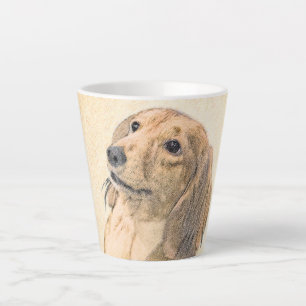 Taza De Café Latte Pintura de Dachshund (de cabello largo) - Arte Per