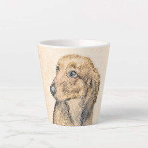 Taza De Café Latte Pintura de Dachshund (de cabello largo) - Arte Per