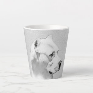 Taza De Café Latte Pintura de Dogo Argentino - Arte original del perr