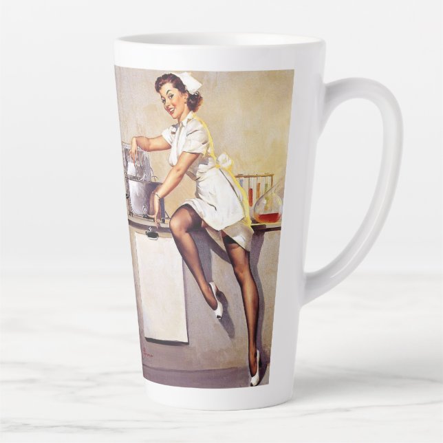 Taza De Café Latte Pintura de época de Gil Elvgren (Derecha)
