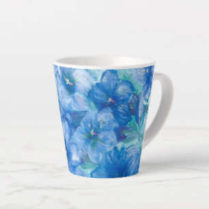 Taza De Café Latte Pintura de flor silvestre azul gentiano