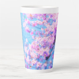 Taza De Café Latte Pintura de fotos de árbol de cerezo Latte Mug