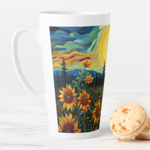 Taza De Café Latte Pintura de girasoles de Van Gogh