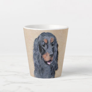 Taza De Café Latte Pintura de Gordon Setter - Arte de Perro Original.