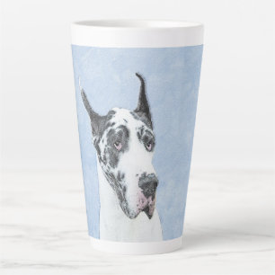 Taza De Café Latte Pintura de Great Dane (Harlequin) - Arte original
