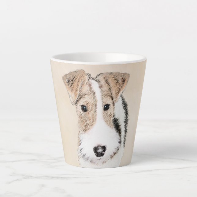 Taza De Café Latte Pintura de hilo Fox Terrier - Arte de Perro Origin (Anverso)