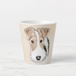 Taza De Café Latte Pintura de hilo Fox Terrier - Arte Perro Original.