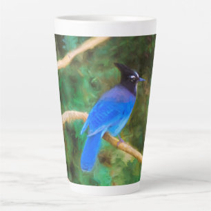 Taza De Café Latte Pintura de Jay de Steller - Arte de pájaro origina