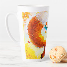 Taza De Café Latte Pintura de la temporada de otoño de la zorra roja.