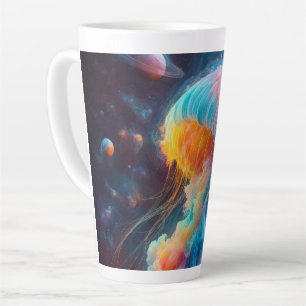 Taza De Café Latte Pintura de medusas cosmológicas