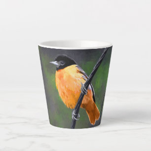Taza De Café Latte Pintura de Oriol - Arte de Pájaros Original