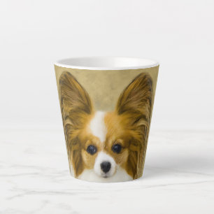 Taza De Café Latte Pintura de Papillon (Hound Tri) - Arte original de