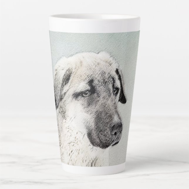 Taza De Café Latte Pintura de pastor anatoliano - Arte de perro origi (Anverso)