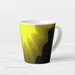 Taza De Café Latte Pintura de patrón abstracto negro y amarillo