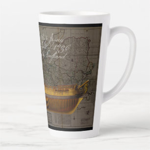 Taza De Café Latte Pintura de perfil del barco Jersey