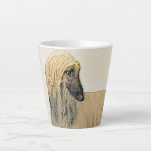 Taza De Café Latte Pintura de perro afgano - Arte de perro original l