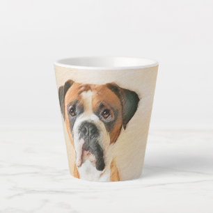 Taza De Café Latte Pintura De Perro Boxer Sin Recortar Arte Animal Or