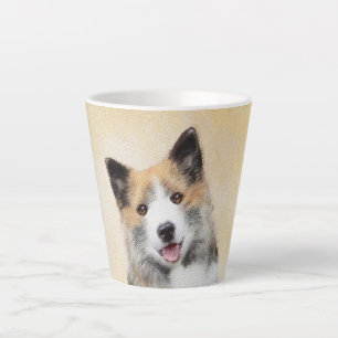 Taza De Café Latte Pintura de perro pastor islandés - Arte original d