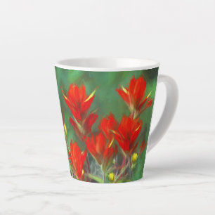 Taza De Café Latte Pintura de pincel indio - Arte de flores original