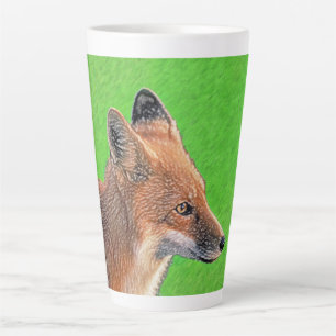 Taza De Café Latte Pintura de Red Fox - Arte de vida salvaje original