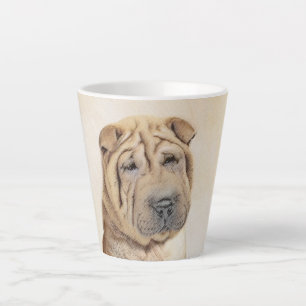 Taza De Café Latte Pintura de Shar Pei - Arte Perro Original Cuto