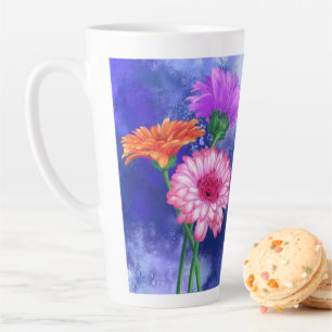 Taza De Café Latte Pintura de tres colores de Gerberas Latte Mug